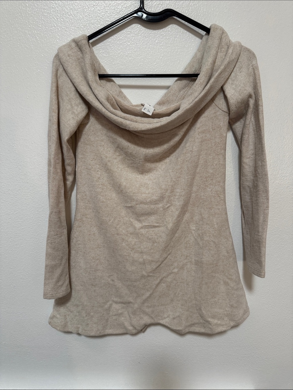 Forever 21 Beige Off-Shoulder Cowl Neck Tunic Sweater material Romper